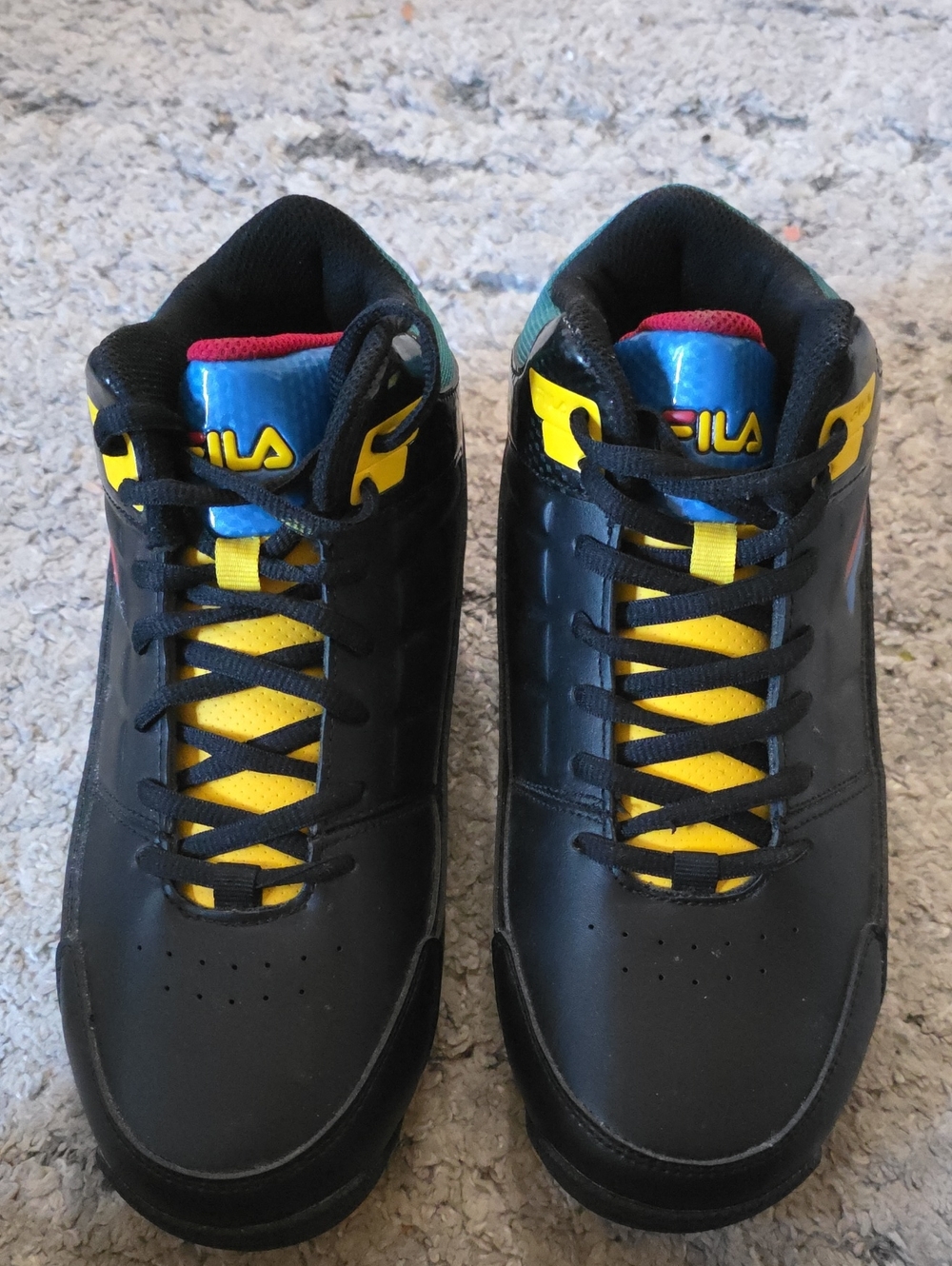 FILA Black High-Top Sneakers with Yellow and Blue Accents